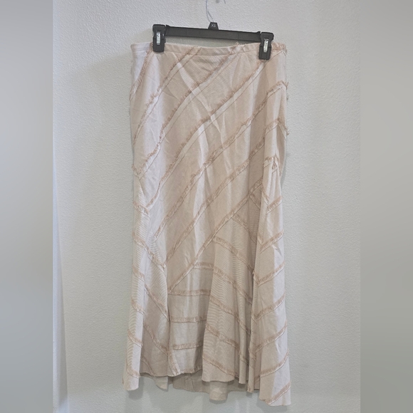 Vintage Lena Gabrielle Cream A-Line midi  Skirt with Subtle Stripes size 10 - Picture 2 of 7